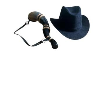 Imagem de Kit Infantil Chapéu Cowboy Com Berrante Natural De Chifres - Selaria F