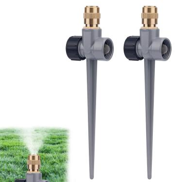 Imagem de 2 Peças Aspersores Jardim Metal para Relvado, Aspersores Água Automáticos com Base Estaca Cobertura 360° Aspersor Jardim com Bico Latão Ajustável Acessórios para Rega Relvados em Pátios