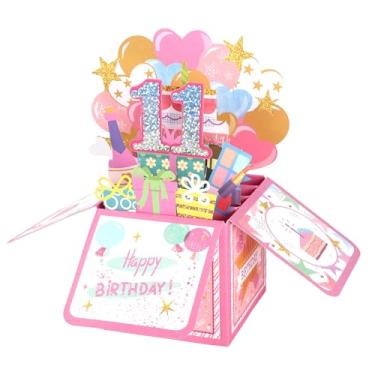 Imagem de 11th Cartão Pop-Up Aniversário, Cartão 3D de Feliz Aniversário com Envelope Decoração Alegre Presente Criativo em Caixa de Mamãe e Papai para Meninos e Meninas 11th