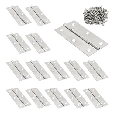 Imagem de AUXBC 16 peças de dobradiças dobráveis de aço inoxidável de 7 cm, mini dobradiças de porta para armários, caixas de joias, móveis, tampa de janela, caixa de madeira