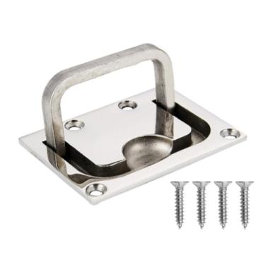 Imagem de MeitrciL Puxador de anel nivelado puxador de fivela de piso de convés, aço inoxidável 316 alça de escotilha embutida para barco de aço inoxidável 316, trava de porta, puxador de elevação nivelado para