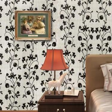 Imagem de Papel de parede autoadesivo estilo pastoral retrô padrão floral pano de parede sala de estar TV fundo decoração de parede adesivo de móveis
