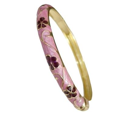 Imagem de Only My Live Home Pulseira de flor cloisonne chinesa feita à mão com punho articulado pulseiras finas esmaltadas para pulsos pequenos acessórios femininos joias presentes, inner Diameter 2.25 inch