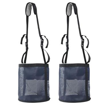 Imagem de Kaulhp Bolsa de alimentação para cavalos, bolsa de alimentação de grãos de nylon resistente com alça ajustável, bolsa de alimentação de focinheira de cavalo com almofada de pescoço confortável e