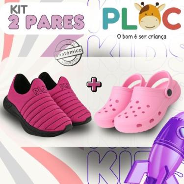 Imagem de Kit 2 Pares: Tênis Calce Fácil Colors Ploc + Babuche Rosa, Colors pink