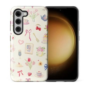 Imagem de ilikediy Capa para Samsung Galaxy S23, HL2 Aesthetic Bow Preppy Collage Hybrid 2 Layer Hard Shell Silicone Protective Pattern Design Case