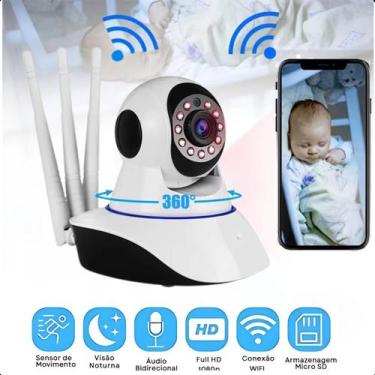 Imagem de Babá Eletrônica Câmera Wifi 3 Antenas Áudio Noturna - ASAF