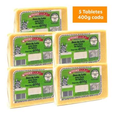 Imagem de Kit com 5 Doces de Leite com Coco em Tablete Doces Uai 400g