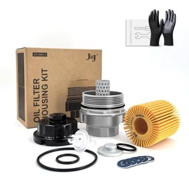 Imagem de Jiuj Kit de montagem 04152-YZZA5 Filtro de óleo com tampa de invólucro 15620-31060, 15643-31050 A5/A3 tampão, chave de filtro de óleo e arruela de trituração de óleo 90430-12031 Juntas de arruela