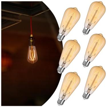 Imagem de Lâmpada LED Edison Equal 25 W Vintage Âmbar Lâmpadas 2000K Amarelo Suave Lâmpadas LED, Filamento Espiral Superfino, Lâmpadas Âmbar Quente Incandescente, Base E26 Regulável, Lâmpadas Noturnas 4W