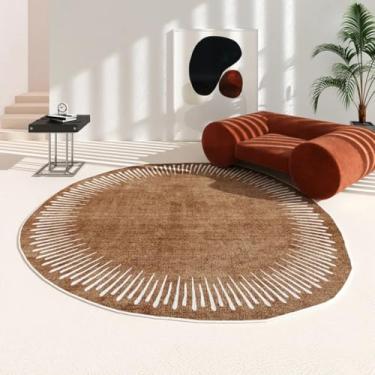 Imagem de Tapetes irregulares para sala de estar, tapete lavável moderno e minimalista para decoração de quarto, redondo e grosso (160x160 cm/C)