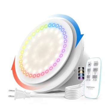 Imagem de Exaustor de banheiro de 15 cm com luz, 10 luzes RGB atualizadas 2 vias 6 velocidades ventilador de banheiro com luz e controle remoto motor CC 3000 RPM ventiladores domésticos economizadores de