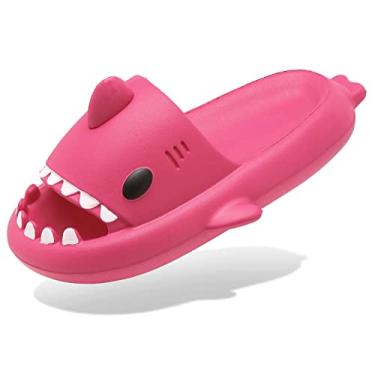Imagem de Chinelos masculinos e femininos de tubarão com nuvem, novidade de verão, bico aberto, antiderrapante, praia, piscina, chuveiro, sola acolchoada, Rosa, 8.5-9.5 Women/7.5-8 Men