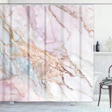 Imagem de ArtSocket Cortina de chuveiro rosa branco mármore padrão preto cinza pedra granito claro decoração casa banheiro tecido de poliéster impermeável 182 x 182 centímetros conjunto com ganchos
