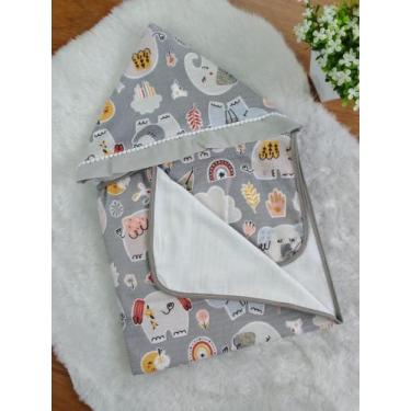 Imagem de Toalha de Banho ELEFANTINHA BABY CINZA para Bebê Infantil com Capuz Fo
