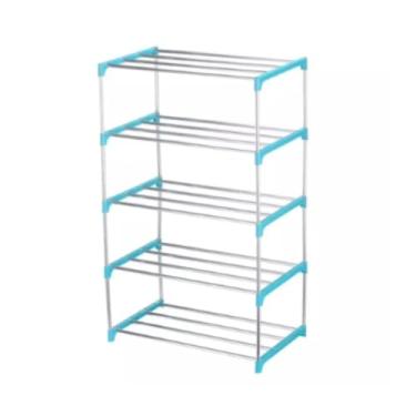 Imagem de Sapateira Multiuso Organizadora Desmontável 5 Andares – Suportes em Aço e Prateleiras Metálicas, Compacta e Fácil de Montar para Quarto, Sala ou Hall de Entrada