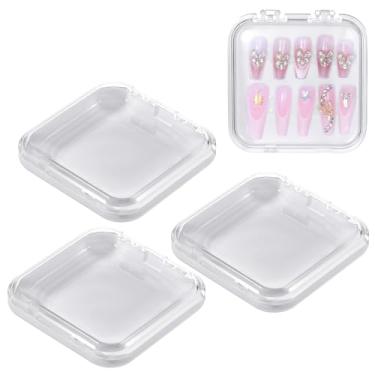 Imagem de Caixa de armazenamento de unhas 4 peças com 30 peças de fita adesiva dupla face para armazenamento de unhas falsas, organizador de caixa de unhas postiças artificiais para salão de arte de negócios