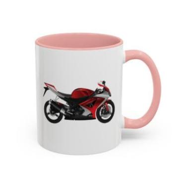 Imagem de SpreadPassion Caneca de café com destaque de motocicleta – Caneca de cerâmica de 325 ml com design arrojado de motociclista – perfeita para entusiastas de motocicletas (rosa, 325 ml)