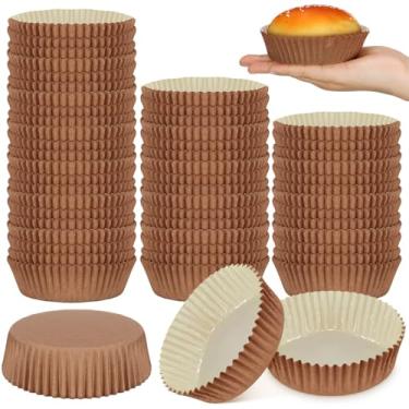 Imagem de Uiifan Pacote com 50 forros de cupcake redondos descartáveis copos de papel para assar formas naturais de cupcake forros de cupcake forros de papel para micro-ondas de papel seguro para assadeiras de papel para lanches e bolos (cor de embalagem)