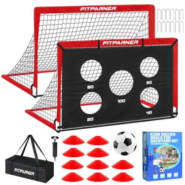 Imagem de FITPARNER Gol De Futebol Infantil, Rede 4X3 Pés Para Crianças 3 A 14 Anos, Conjunto Equipamentos Treino Quintal Com Alvo, Cones Prática Gol, Jogo Ao Ar Livre, Presentes Ideais