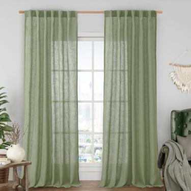 Imagem de Cortinas LAMIT Sage Green Linen 213x213cm para sala de estar x2