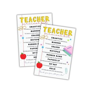 Imagem de Kit de sobrevivência para professores lista de cartões postais pacote com 30 unidades 10 x 15 cm imprimíveis para sacolas de presente sala de aula etiquetas escola primária PTA obrigado