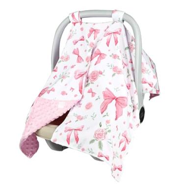 Imagem de Jundetye Capa de assento de carro de bebê, cobertura de assento de carro com abertura Peekaboo para bebês meninas meninos, capas de amamentação para mãe, cobertor para bebê, rosa rosa