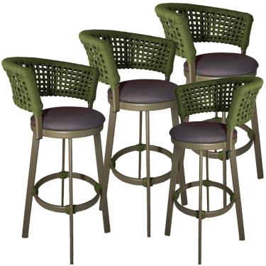 Imagem de Banqueta Somália em Alumínio e Corda Náutica Jardim Trama