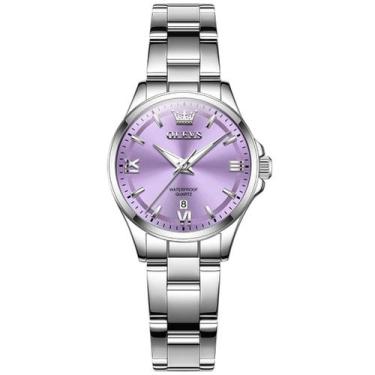Imagem de Relógio OLEVS Luxury Elegant Stainless Steel Purple Waterproof