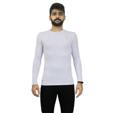 Imagem de Camisa Térmica e Compressão Finta Manga Longa Masculina UV 50, Branco,