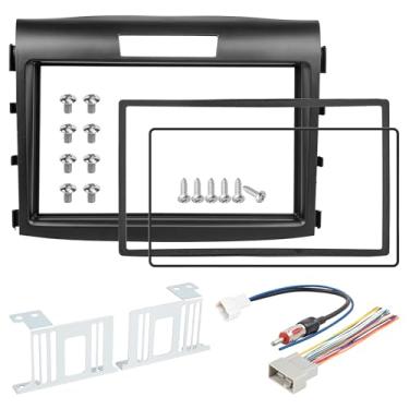 Imagem de NuIth Kits de painel de rádio duplo DIN para Honda CRV 2012-2016, suporte de caixa de montagem de rádio duplo DIN kit de instalação de moldura estéreo de reposição (kit de painel + fio de rádio)