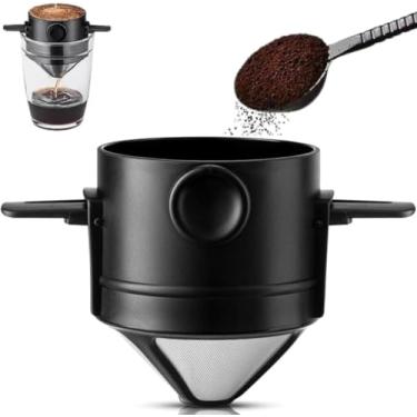 Imagem de Mini Filtro Coador de Café e Chá Portátil Reutilizável com Suporte Dobrável em Aço Inox – Ideal para Viagens, Camping e Uso Diário