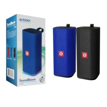 Imagem de Caixa de Som Exbom Portátil Azul  Bateria Duradoura e Som Potente! - E