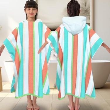 Imagem de Toalhas de praia com capuz grandes para adolescentes (8-16 anos), 100% algodão grosso absorvente poncho toalha roupão para meninas | meninos, perfeito para piscina, praia, banheiro, vermelho, verde