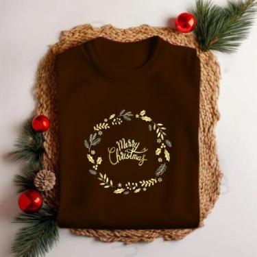 Imagem de Camiseta Unissex Natal Merry Christmas Guirlanda Festa Personalizada E