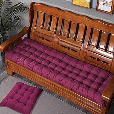 Imagem de Almofada de banco de jardim 2/3 lugares, almofadas de banco de algodão grosso 100 cm/110 cm/120 cm, almofadas retangulares para ambientes externos internos (roxo, 100 x 40 cm)