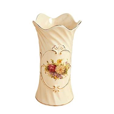 Imagem de FEIYIYANG Vaso de cerâmica estilo chinês feito à mão vasos de porcelana em relevo para casa, sala de estar, quarto, casamento, decoração de mesa, vasos de arranjos de flores