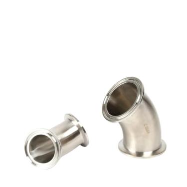 Imagem de SS304/SS316L aço inoxidável 3A ajuste rápido cotovelo de 45 graus, endoscópio exterior da Ásia, certificação 3A, conexão de grampo 3/10.2 cm-10.2 cm (3I4inch 43g, SS316L)