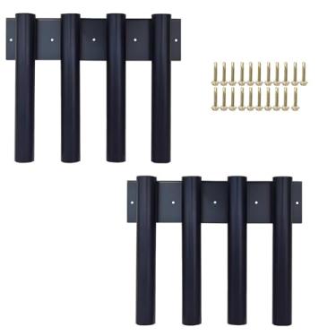 Imagem de Suporte de pá de metal de 8 furos para caminhão, rack de ferramentas resistente com 2 grupos para ancinhos, enxadas, aparadores e ferramentas de gramado, serve para caminhão e suporte de caixa de