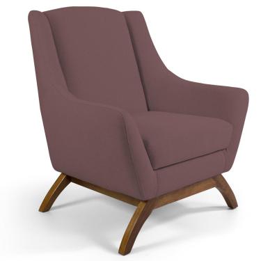 Imagem de Poltrona Decorativa Fixa Base de Madeira Juliet D02 Veludo Rosê C-305 - Lyam Decor