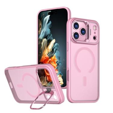 Imagem de LYJSMGZ Capa magnética para iPhone 17Pro Max/17/17Pro/17Air, proteção de lente de câmera de metal com suporte à prova de choque, capa antiderrapante anti-impressão digital, rosa, 17Pro Max