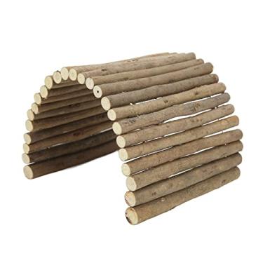Imagem de AYNEFY Ponte de Hamster de Madeira, Esconderijo de Madeira Flexível para Animais de Estimação Pequenos, Túnel Multiuso e Brinquedo de Mastigar para Coelho de Cobaia Gerbil (15 * 60CM)