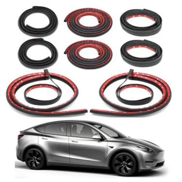 Imagem de Fita de Vedação para Portas do Tesla Model Y 2020-2024, Vedação de Borracha para Carro, Isolamento Acústico, Redução de Ruído do Vento, Kit de Isolamento Acústico