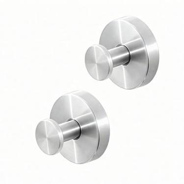 Imagem de Bestac Ganchos de ventosa - Ganchos adesivos de aderência forte para banheiro, chuveiro e vidro - Ganchos removíveis para toalha e roupão, pacote com 2 (2, prata)