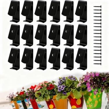 Imagem de Qivine 18 peças de ganchos de plantas de aço inoxidável, clipes de vaso de flores, suporte de plantas montado na parede, cabides para vasos de flores padrão de 12,7 a 20,3 cm, clipes de vaso de