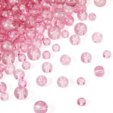 Imagem de 300 contas de vidro com glitter em pó contas de vidro para colar, pulseira, brinco, faça você mesmo, artesanato, 3 tamanhos, kit 6 x 5,5 mm (0,24 x 0,22 polegadas) 8 x 7,5 mm (0,31 x 0,3 polegadas) 10