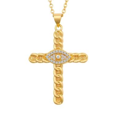 Imagem de MiiFort Colar com pingente de cruz de ouro, gargantilha religiosa, presente de aniversário para mulheres, filha, irmã, avó, neta, tia, amizade, One Size, Metal, Sem Pedra Preciosa