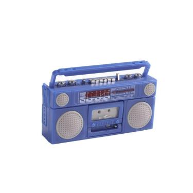 Imagem de Móveis de casa de bonecas em miniatura, modelo de rádio azul retrô