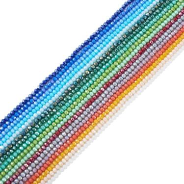 Imagem de Spritewelry 1870 peças de contas Rondelle de vidro facetado de 4 mm cor AB Briolette Rondelle contas soltas opacas cor sólida redonda espaçadora para pulseiras, colar, fabricação de joias, 17 fios