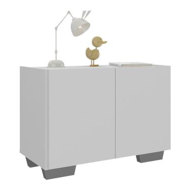 Imagem de Mesa De Cabeceira Com Pés 2 Portas Multimóveis Mp4134 Branca/cinza Branco/cinza